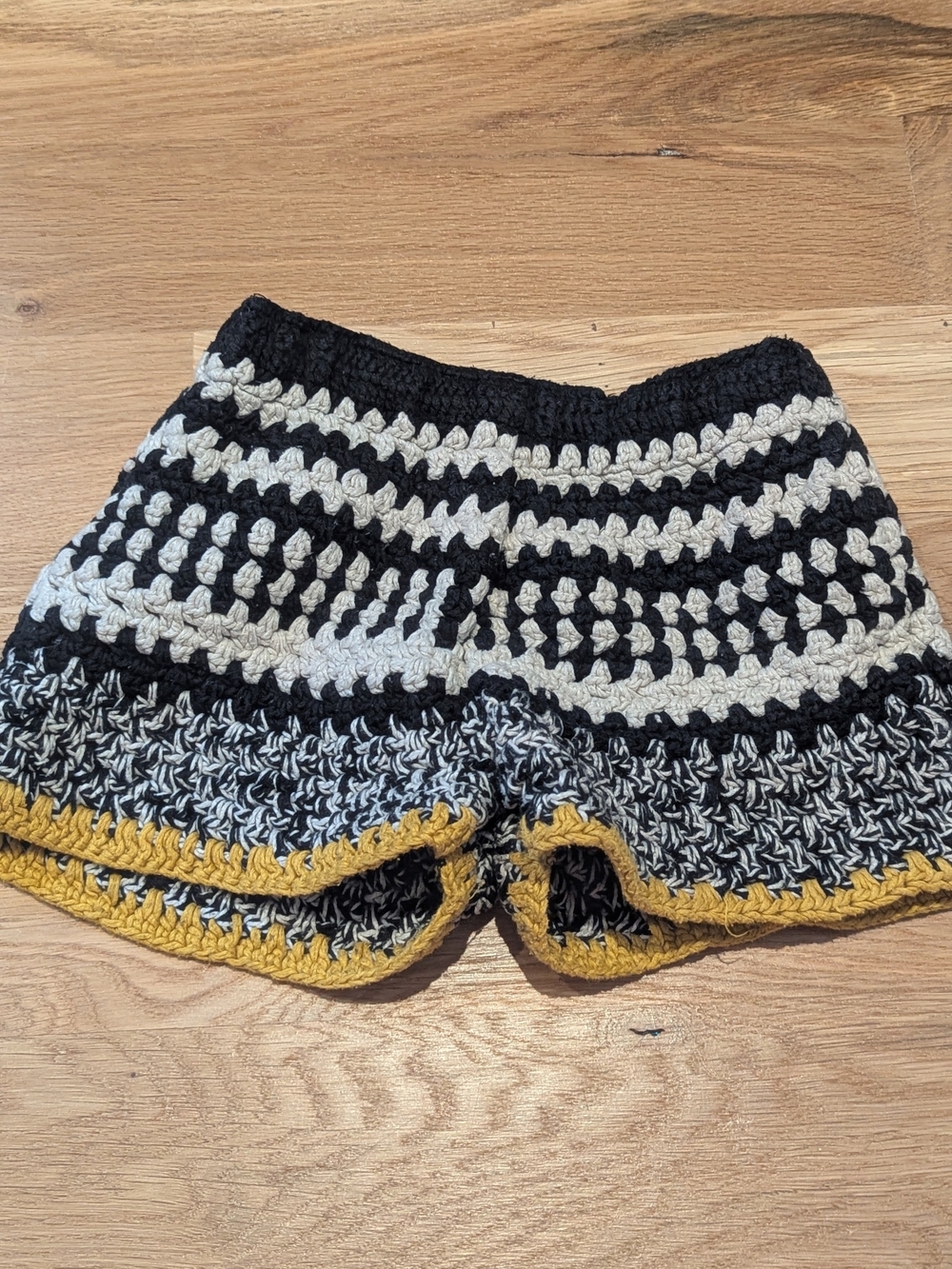 Zara Crocheted Black, White & Mustard Kids' Shorts